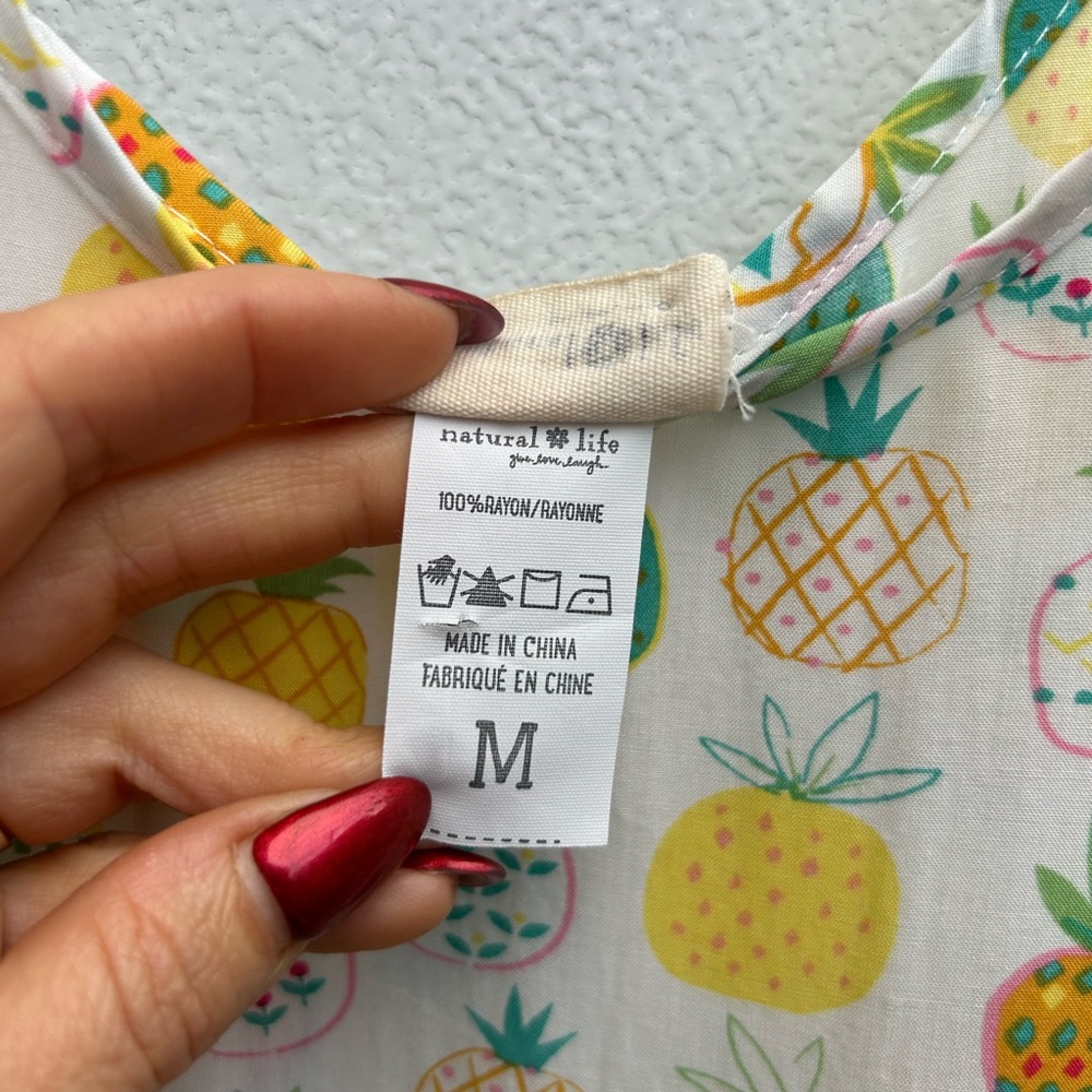 Natural Life Dress Women M Pineapple Print Lightweight Flowy Vacation Cover Up - Picture 4 of 10